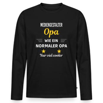 Opa wie normaler nur viel cooler Mediengestalter - Männer Premium Bio Langarmshirt - Schwarz - Vorne - Nico (187cm)