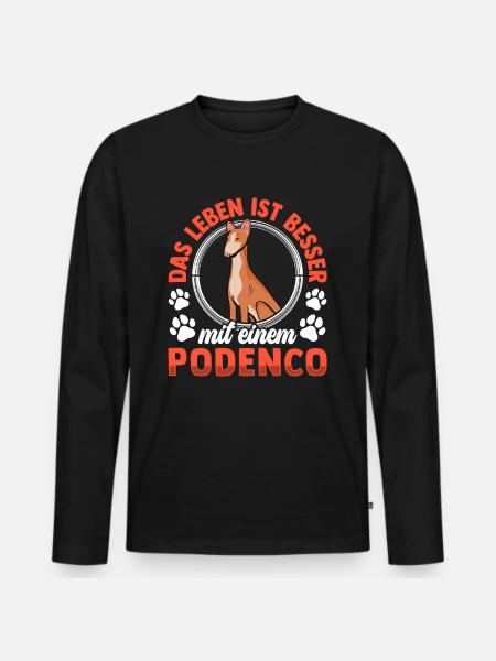 Leben mit Podenco spanischer Podenco - Männer Premium Bio Langarmshirt - Schwarz