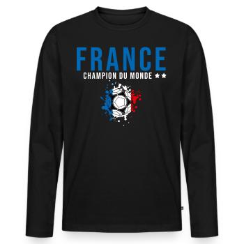 France supporters équipe footbalL 2022 - T-shirt manches longues Premium bio Homme - noir - Devant - Nico (187cm)