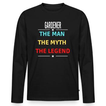 L’homme Le mythe La légende JARDINIER - T-shirt manches longues Premium bio Homme - noir - Devant - Nico (187cm)