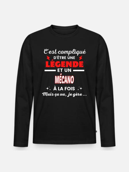 C'est compliqué phrase drôle MÉCANO - T-shirt manches longues Premium bio Homme - noir