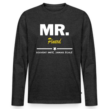 MR. souvent imité, jamais égalé Pinard - T-shirt manches longues Premium bio Homme - anthracite chiné - Devant - Nico (187cm)