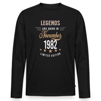 Les légendes sont nées en novembre 1982 - T-shirt manches longues Premium bio Homme - noir - Devant - Nico (187cm)