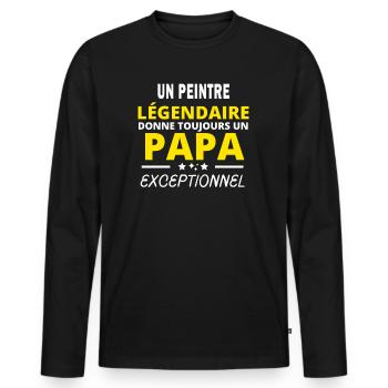 PEINTRE légendaire drôle papa exceptionnel - T-shirt manches longues Premium bio Homme - noir - Devant - Nico (187cm)