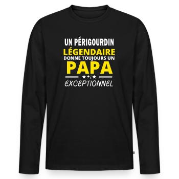 PÉRIGOURDIN légendaire drôle papa exceptionnel - T-shirt manches longues Premium bio Homme - noir - Devant - Nico (187cm)