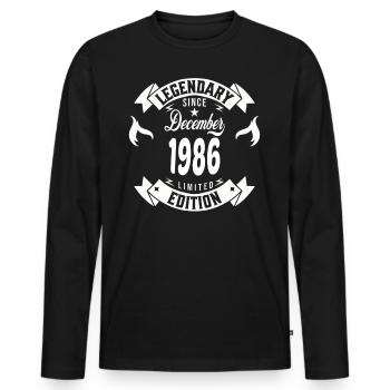 Legendär seit Dezember 1986 - Männer Premium Bio Langarmshirt - Schwarz - Vorne - Nico (187cm)