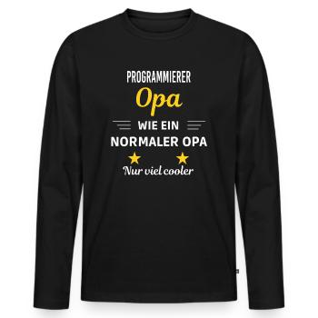 Opa wie ein normaler nur viel cooler Programmierer - Männer Premium Bio Langarmshirt - Schwarz - Vorne - Nico (187cm)