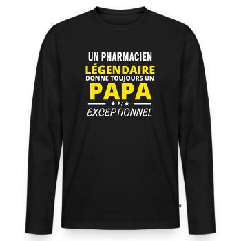 PHARMACIEN légendaire drôle papa exceptionnel - T-shirt manches longues Premium bio Homme - noir - Devant - Nico (187cm)