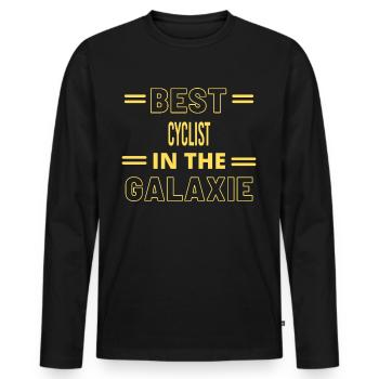 Beste aller Zeiten IN THE GALAXIE CYCLIST - Männer Premium Bio Langarmshirt - Schwarz - Vorne - Nico (187cm)