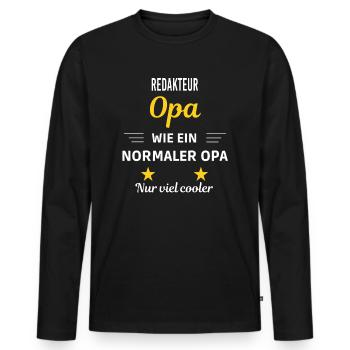Opa wie ein normaler nur viel cooler Redakteur - Männer Premium Bio Langarmshirt - Schwarz - Vorne - Nico (187cm)