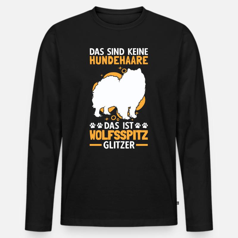 Wolfsspitz Glitzer deutscher Spitz Keeshond - Männer Premium Bio Langarmshirt - Schwarz