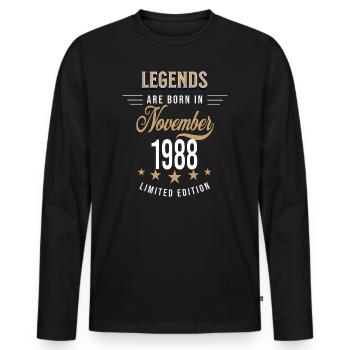 Legenden werden im November 1988 geboren - Männer Premium Bio Langarmshirt - Schwarz - Vorne - Nico (187cm)