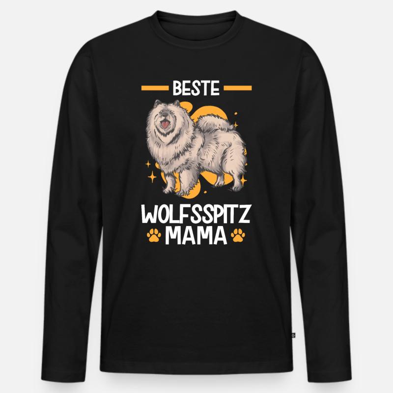 Wolfsspitz Mama deutscher Spitz Keeshond - Männer Premium Bio Langarmshirt - Schwarz