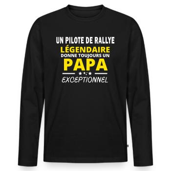 PILOTE DE RALLYE légendaire drôle papa - T-shirt manches longues Premium bio Homme - noir - Devant - Nico (187cm)
