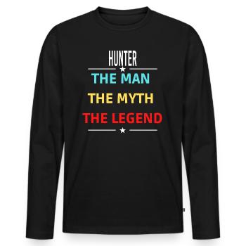 The Man The Myth The Legend HUNTER - Men's Premium Organic Long Sleeve Shirt - black - Front - Nico (187cm)