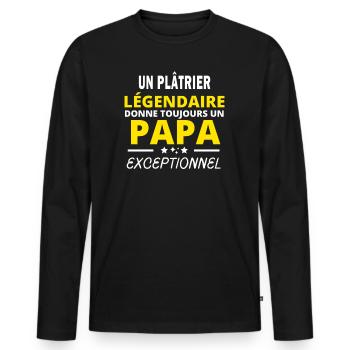 PLÂTRIER légendaire drôle papa exceptionnel - T-shirt manches longues Premium bio Homme - noir - Devant - Nico (187cm)