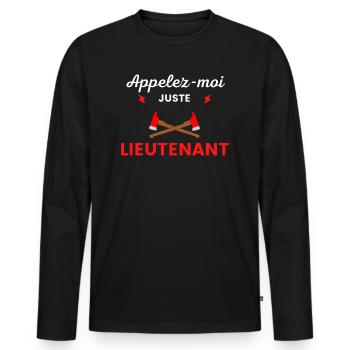 Appelez-moi lieutenant pompier - T-shirt manches longues Premium bio Homme - noir - Devant - Nico (187cm)