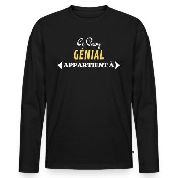 AJOUTEZ PRÉNOMS CE PAPY GÉNIAL APPARTIENT À - T-shirt manches longues Premium bio Homme - noir - Devant - Nico (187cm)