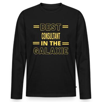 Das Beste aller Zeiten IN THE GALAXIE CONSULTANT - Männer Premium Bio Langarmshirt - Schwarz - Vorne - Nico (187cm)