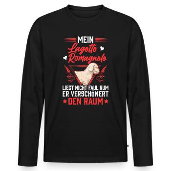 Lagotto Romagnolo liegt nicht rum Trüffelhund - Männer Premium Bio Langarmshirt - Schwarz - Vorne - Nico (187cm)