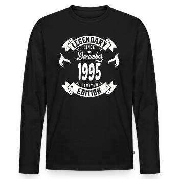 Legendär seit Dezember 1995 - Männer Premium Bio Langarmshirt - Schwarz - Vorne - Nico (187cm)