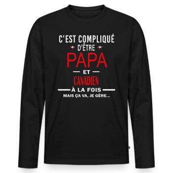 papa Et CANADIEN cadeau citation - T-shirt manches longues Premium bio Homme - noir - Devant - Nico (187cm)