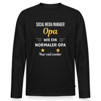 Opa normaler nur viel cooler Social Media Manager - Männer Premium Bio Langarmshirt - Schwarz - Vorne - Nico (187cm)