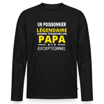 POISSONNIER légendaire drôle papa exceptionnel - T-shirt manches longues Premium bio Homme - noir - Devant - Nico (187cm)
