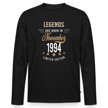 Les légendes sont nées en novembre 1994 - T-shirt manches longues Premium bio Homme - noir - Devant - Nico (187cm)