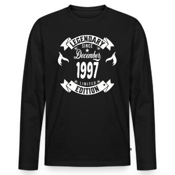 Legendär seit Dezember 1997 - Männer Premium Bio Langarmshirt - Schwarz - Vorne - Nico (187cm)