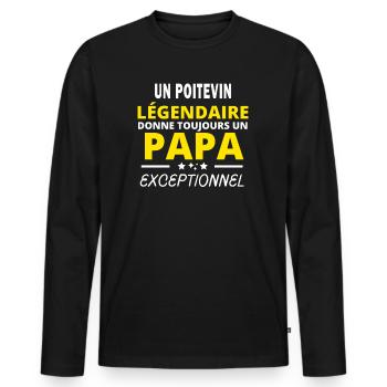 POITEVIN légendaire drôle papa exceptionnel - T-shirt manches longues Premium bio Homme - noir - Devant - Nico (187cm)