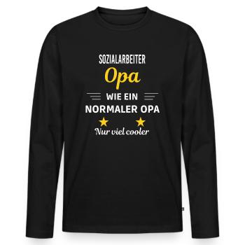 Opa wie ein normaler viel cooler Sozialarbeiter - Männer Premium Bio Langarmshirt - Schwarz - Vorne - Nico (187cm)