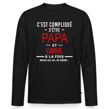 papa Et CARPISTE cadeau citation - T-shirt manches longues Premium bio Homme - noir - Devant - Nico (187cm)