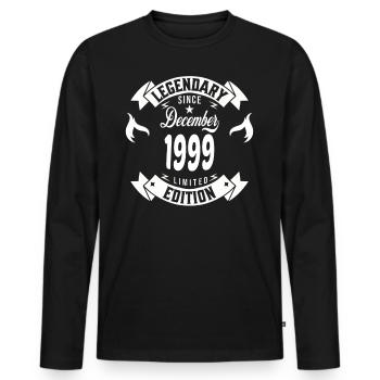 Legendär seit Dezember 1999 - Männer Premium Bio Langarmshirt - Schwarz - Vorne - Nico (187cm)