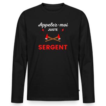 Appelez-moi sergent pompier - T-shirt manches longues Premium bio Homme - noir - Devant - Nico (187cm)