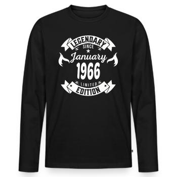 Legendär seit Januar 1966 - Männer Premium Bio Langarmshirt - Schwarz - Vorne - Nico (187cm)