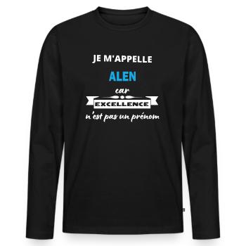 Je m'appelle excellence Alen - T-shirt manches longues Premium bio Homme - noir - Devant - Nico (187cm)
