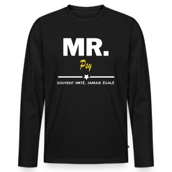 MR. souvent imité, jamais égalé Psy - T-shirt manches longues Premium bio Homme - noir - Devant - Nico (187cm)