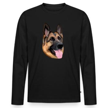 German Shepherd dog Face Art work - Men's Premium Organic Long Sleeve Shirt - black - Front - Nico (187cm)