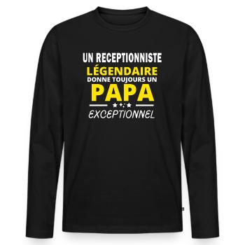 RECEPTIONNISTE légendaire drôle papa exceptionnel - T-shirt manches longues Premium bio Homme - noir - Devant - Nico (187cm)