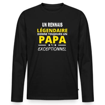 RENNAIS légendaire drôle papa exceptionnel fete - T-shirt manches longues Premium bio Homme - noir - Devant - Nico (187cm)