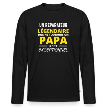 REPARATEUR légendaire drôle papa exceptionnel - T-shirt manches longues Premium bio Homme - noir - Devant - Nico (187cm)