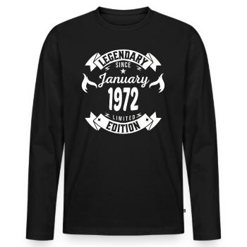 Legendär seit Januar 1972 - Männer Premium Bio Langarmshirt - Schwarz - Vorne - Nico (187cm)