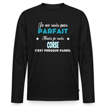 je ne suis pas parfait humour CORSE - T-shirt manches longues Premium bio Homme - noir - Devant - Nico (187cm)