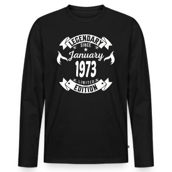 Legendär seit Januar 1973 - Männer Premium Bio Langarmshirt - Schwarz - Vorne - Nico (187cm)
