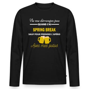 Ne me dérangez pas QUAND J'ai l'apéro Spring break - T-shirt manches longues Premium bio Homme - noir - Devant - Nico (187cm)