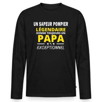 SAPEUR POMPIER légendaire drôle papa exceptionnel - T-shirt manches longues Premium bio Homme - noir - Devant - Nico (187cm)