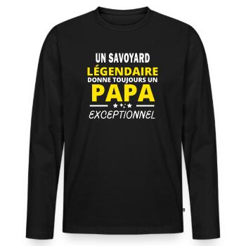 SAVOYARD légendaire drôle papa exceptionnel - T-shirt manches longues Premium bio Homme - noir - Devant - Nico (187cm)