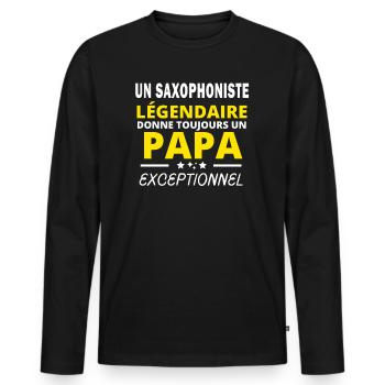 SAXOPHONISTE légendaire drôle papa exceptionnel - T-shirt manches longues Premium bio Homme - noir - Devant - Nico (187cm)