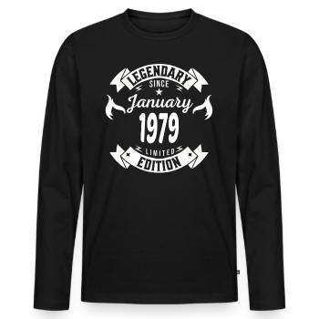Legendär seit Januar 1979 - Männer Premium Bio Langarmshirt - Schwarz - Vorne - Nico (187cm)